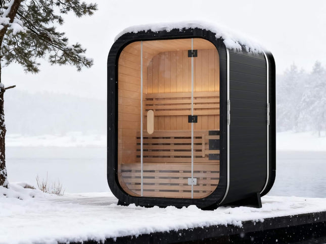 Thermora Lund Luxury 2-Person Outdoor Spruce Wood Cube Sauna Kit With 4.5KW Electric Stove (SAK74290)