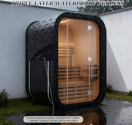 Thermora Lund Luxury 2-Person Outdoor Spruce Wood Cube Sauna Kit With 4.5KW Electric Stove (SAK74290)