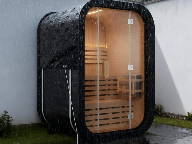 Thermora Lund Luxury 2-Person Outdoor Spruce Wood Cube Sauna Kit With 4.5KW Electric Stove (SAK74290)