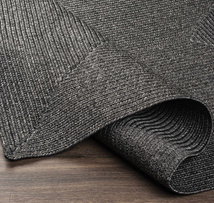 Black Braided Faux Jute Outdoor Rug