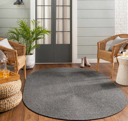 Black Braided Faux Jute Outdoor Rug