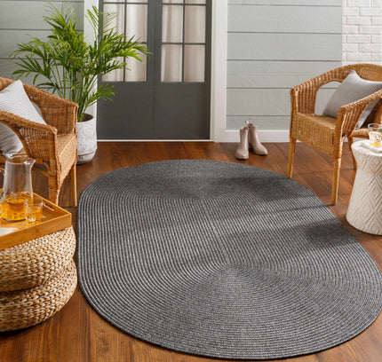 Black Braided Faux Jute Outdoor Rug