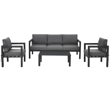 4-Piece Outdoor Aluminum Patio Furniture Set, Sectional Design — Gray