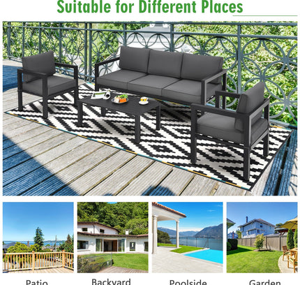 4-Piece Outdoor Aluminum Patio Furniture Set, Sectional Design — Gray