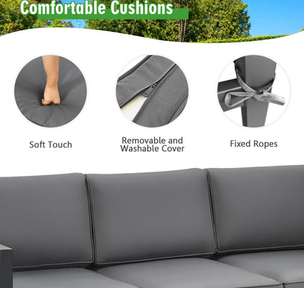 4-Piece Outdoor Aluminum Patio Furniture Set, Sectional Design — Gray