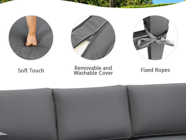 4-Piece Outdoor Aluminum Patio Furniture Set, Sectional Design — Gray