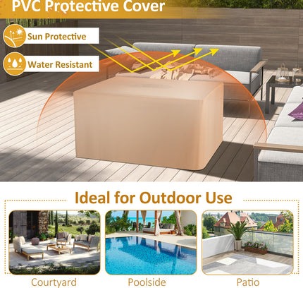 52" Rattan Propane Fire Pit Table with Rain Cover & Lava Rock, Black