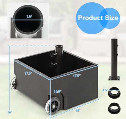 150 Pounds Patio Umbrella Base Stand Wheels Planter Outdoor