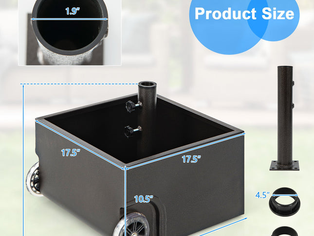 150 Pounds Patio Umbrella Base Stand Wheels Planter Outdoor