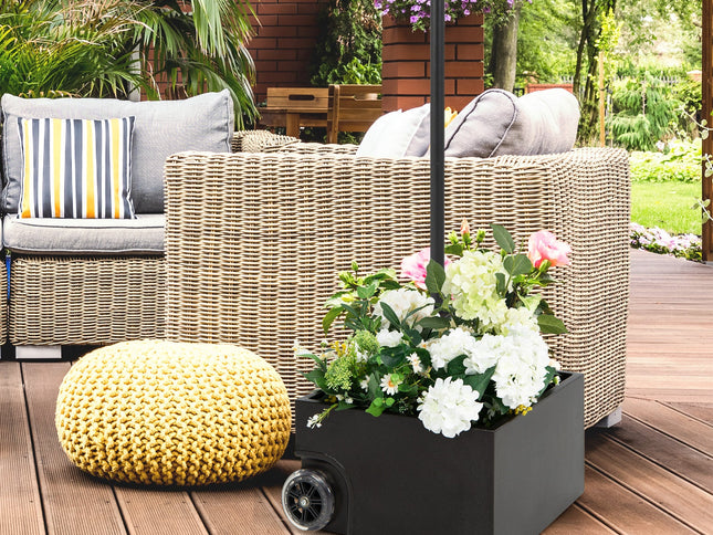 150 Pounds Patio Umbrella Base Stand Wheels Planter Outdoor