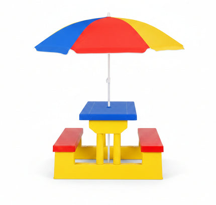 Kids Picnic Folding Table and Bench with Umbrella