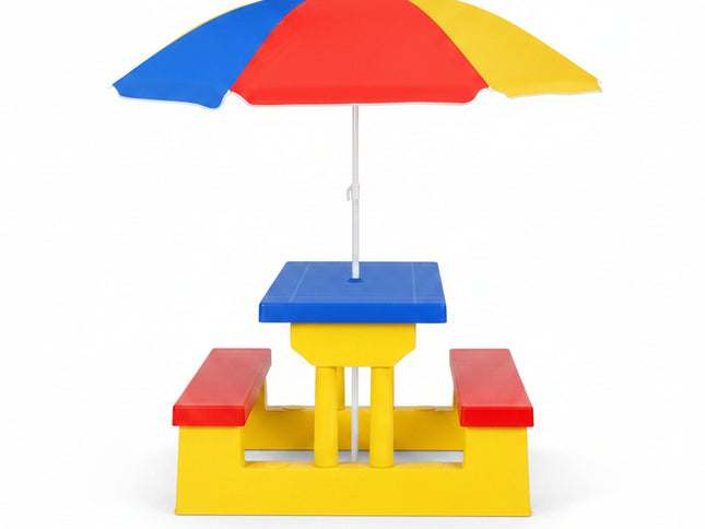 Kids Picnic Folding Table and Bench with Umbrella