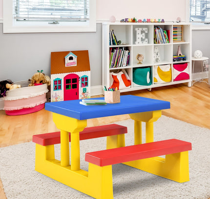 Kids Picnic Folding Table and Bench with Umbrella