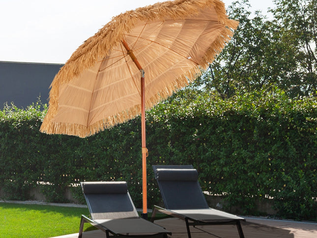 6.5 Ft Portable Thatched Tiki Beach Umbrella with Adjustable Tilt