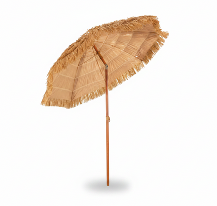 6.5 Ft Portable Thatched Tiki Beach Umbrella with Adjustable Tilt