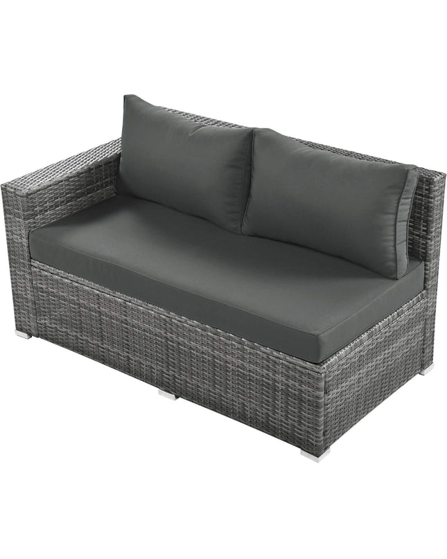 Alora Outdoor 6-Piece All-Weather PE Rattan Sofa Set With Adjustable Seat, Storage Box, Removable Covers, And Tempered Glass Table Top