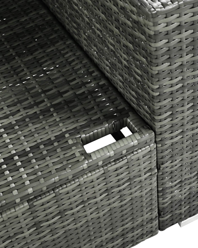 Alora Outdoor 6-Piece All-Weather PE Rattan Sofa Set With Adjustable Seat, Storage Box, Removable Covers, And Tempered Glass Table Top