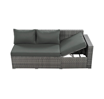 Alora Outdoor 6-Piece All-Weather PE Rattan Sofa Set With Adjustable Seat, Storage Box, Removable Covers, And Tempered Glass Table Top