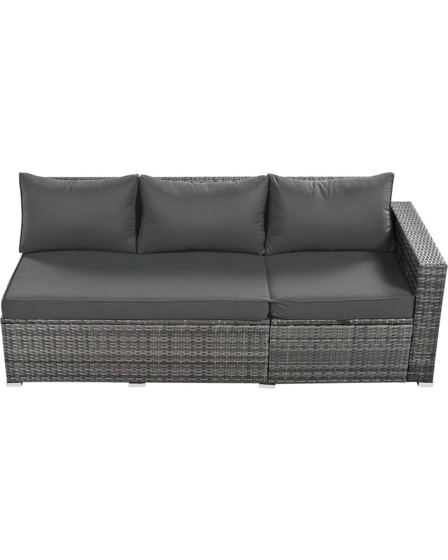 Alora Outdoor 6-Piece All-Weather PE Rattan Sofa Set With Adjustable Seat, Storage Box, Removable Covers, And Tempered Glass Table Top