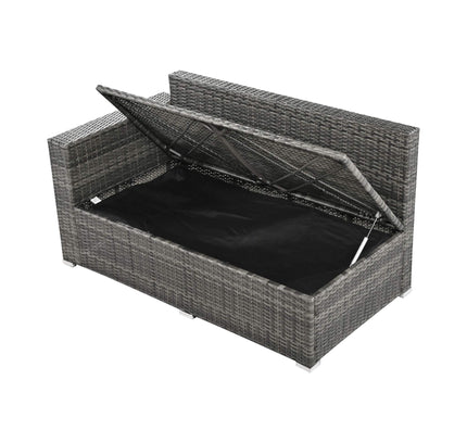Alora Outdoor 6-Piece All-Weather PE Rattan Sofa Set With Adjustable Seat, Storage Box, Removable Covers, And Tempered Glass Table Top