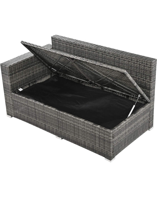 Alora Outdoor 6-Piece All-Weather PE Rattan Sofa Set With Adjustable Seat, Storage Box, Removable Covers, And Tempered Glass Table Top