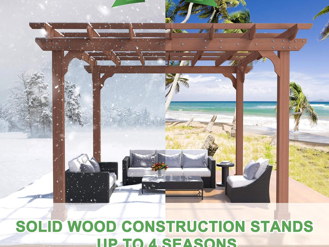 Alora Outdoor Cedar Wood Patio Pergola With Slatted Trellis Roof (SAK92150)