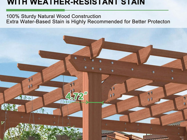 Alora Outdoor Cedar Wood Patio Pergola With Slatted Trellis Roof (SAK92150)