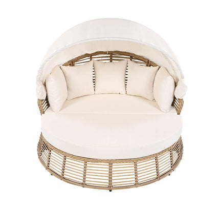 Alora 53-Inch Outdoor Patio Rattan Round Wicker Daybed With Retractable Canopy (SAK69241)