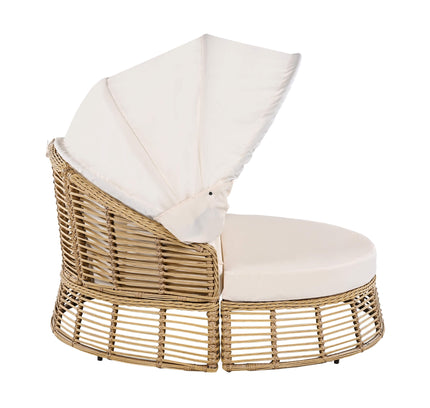 Alora 53-Inch Outdoor Patio Rattan Round Wicker Daybed With Retractable Canopy (SAK69241)