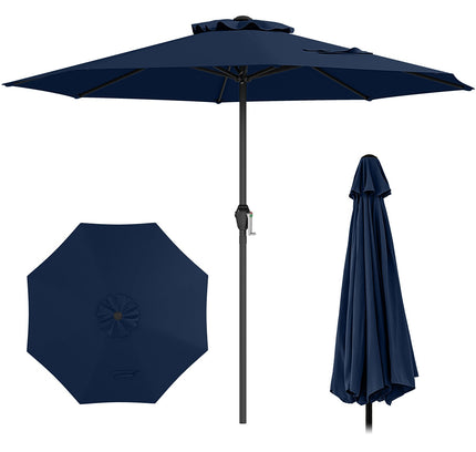 Outdoor Heavy Duty Market Umbrella with Crank Handle and 8 Sturdy Ribs
