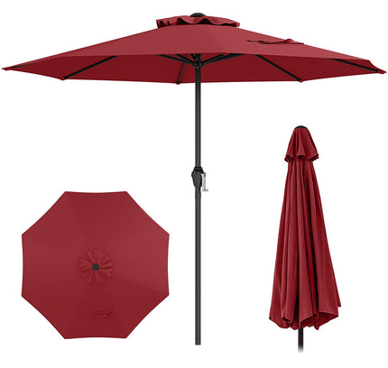 Outdoor Heavy Duty Market Umbrella with Crank Handle and 8 Sturdy Ribs