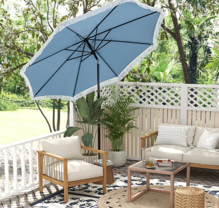 9 Ft Patio Umbrella with Sun Protective Canopy for Patio Garden Pool