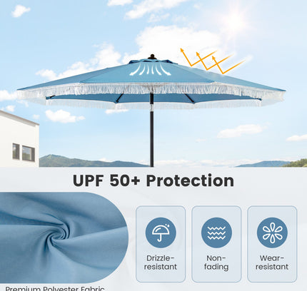 9 FT Patio Umbrella with Sun-Protective Canopy for Patio Garden Pool