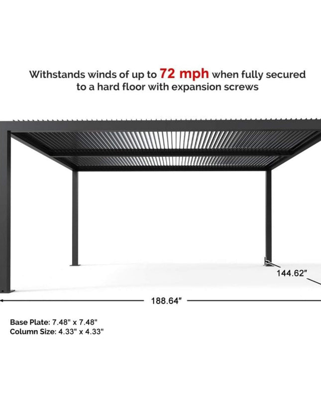 [12X16FT] Alora Premium Outdoor Gray Aluminum Hardtop Pergola Gazebo With Adjustable Roof