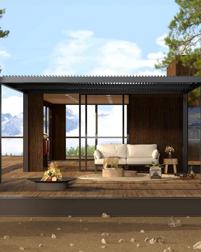 [12X16FT] Alora Premium Outdoor Gray Aluminum Hardtop Pergola Gazebo With Adjustable Roof