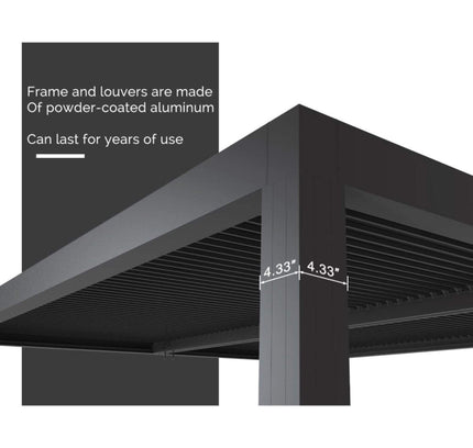 [12X16FT] Alora Premium Outdoor Gray Aluminum Hardtop Pergola Gazebo With Adjustable Roof