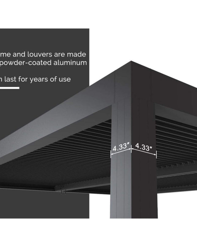 [12X16FT] Alora Premium Outdoor Gray Aluminum Hardtop Pergola Gazebo With Adjustable Roof