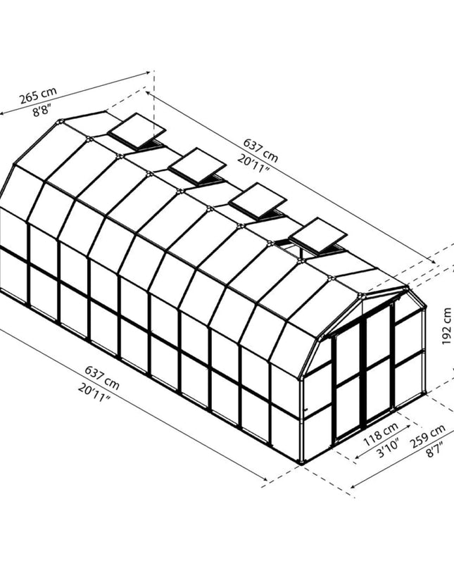 [08X20FT] Extra Large Barn-Style Weatherproof Walk-In Greenhouse With Roof Vents