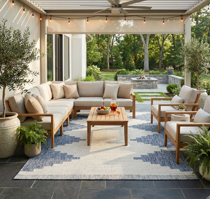 Djugun Blue Outdoor Rug - Clearance