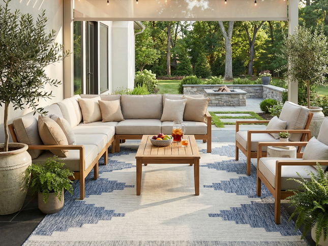 Djugun Blue Outdoor Rug - Clearance