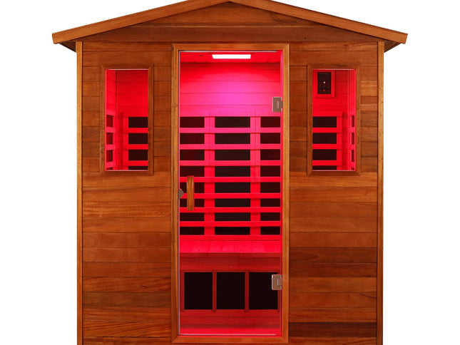 Vanta Luxury 3-Person Outdoor Mahogany Full Spectrum Ultra-Low EMF FAR Infrared Sauna With Chromotherapy And Bluetooth Speakers (SAK83460)