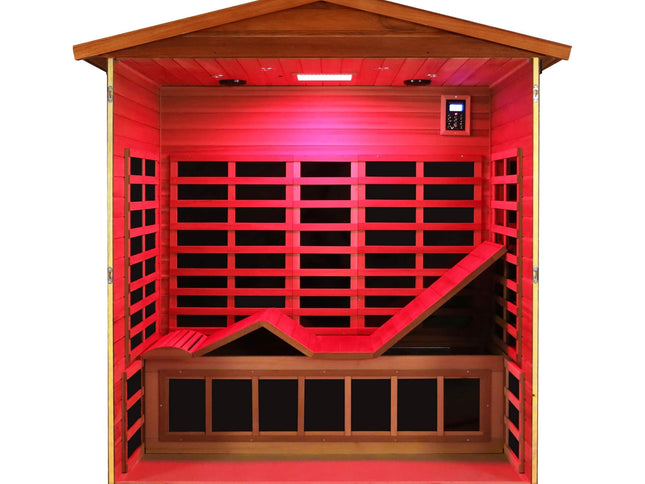 Vanta Luxury 3-Person Outdoor Mahogany Full Spectrum Ultra-Low EMF FAR Infrared Sauna With Chromotherapy And Bluetooth Speakers (SAK83460)