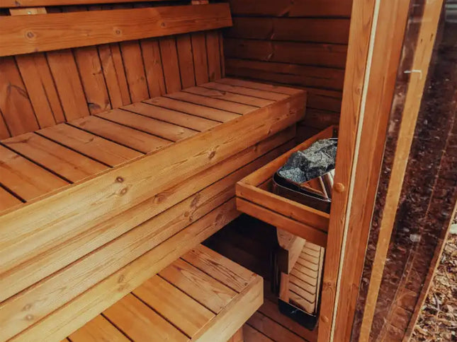 Premium 3-Person Outdoor Scandinavian ThermoWood Cube Sauna Kit With LED Lighting (SAK47582)