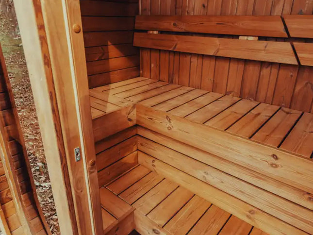 Premium 3-Person Outdoor Scandinavian ThermoWood Cube Sauna Kit With LED Lighting (SAK47582)