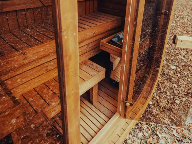Premium 3-Person Outdoor Scandinavian ThermoWood Cube Sauna Kit With LED Lighting (SAK47582)