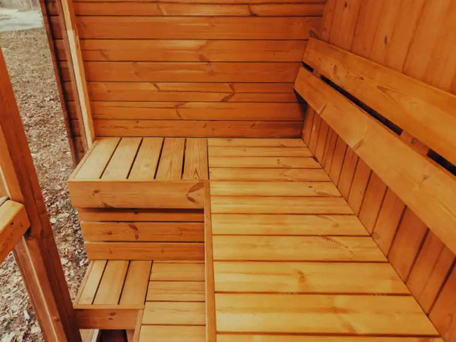Premium 3-Person Outdoor Scandinavian ThermoWood Cube Sauna Kit With LED Lighting (SAK47582)