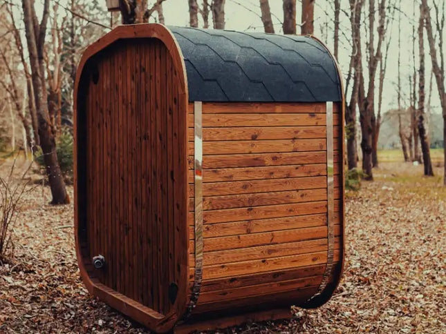 Premium 3-Person Outdoor Scandinavian ThermoWood Cube Sauna Kit With LED Lighting (SAK47582)