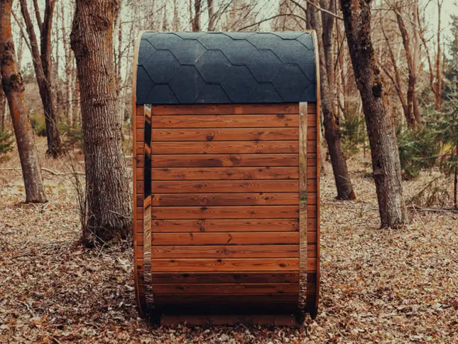 Premium 3-Person Outdoor Scandinavian ThermoWood Cube Sauna Kit With LED Lighting (SAK47582)