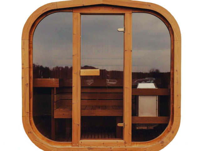 Premium 4-Person Outdoor Scandinavian ThermoWood Cube Sauna Kit With LED Lighting (SAK25470)