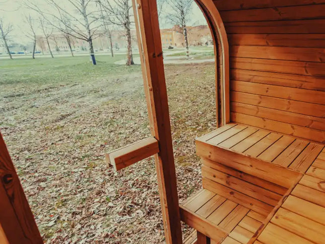 Premium 4-Person Outdoor Scandinavian ThermoWood Cube Sauna Kit With LED Lighting (SAK25470)
